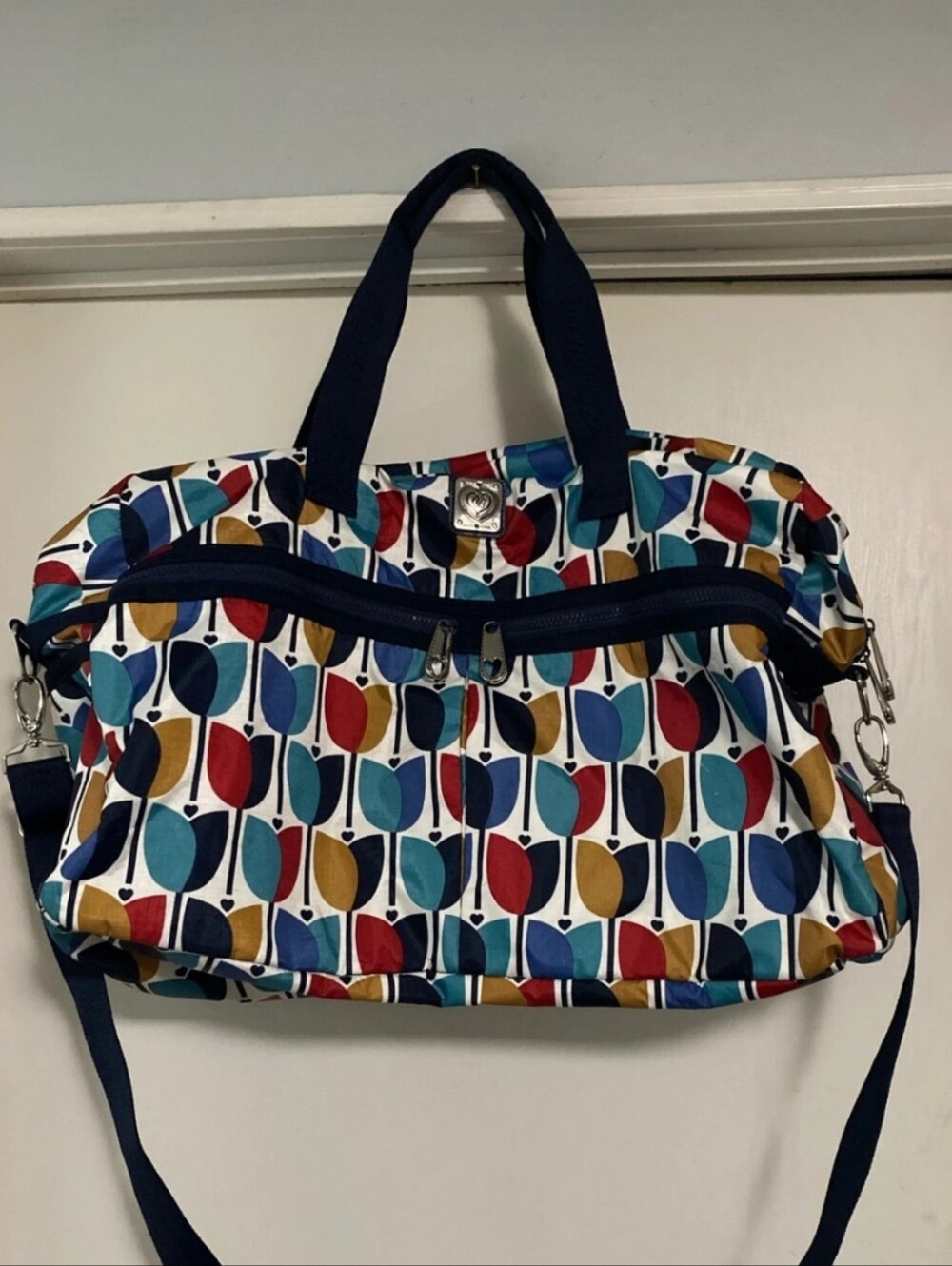Brighton Multicolor Tulip-Print Travel Tote Bag/Duffel Bag EUC